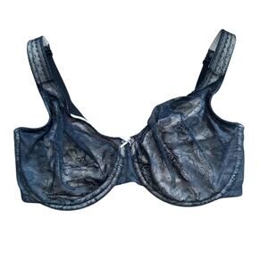 Cacique Modern Lace Covered Unlined Full Coverage Bra Black Lace Cushioned Strap